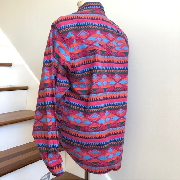 Wrangler Shirt Womens XL Pink Blue 90s Southwestern Western Aztec Vintage New - Picture 12 of 16